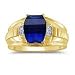 0.01 ct 10X8 Syn Barrel Cut Sapphire Men's Ring