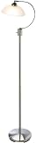 Cordova Modern Polished Steel White Crackled Glass Shade Floor Lamp