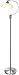 Cordova Modern Polished Steel White Crackled Glass Shade Floor Lamp