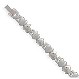 Brushed and Polished Stainless Steel Heart Bracelet