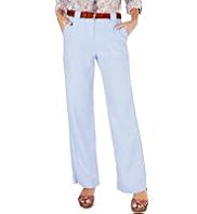 Linen Blend Wide Leg Trousers