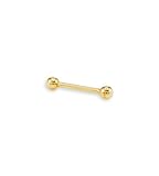 New 18g Barbell 14k Yellow Gold Jewelry Tongue Ring