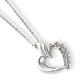 Sterling Silver Heart Diamond Necklace - 18 Inch