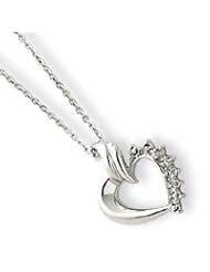 Sterling Silver Heart Diamond Necklace QG2038-18"