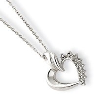 Sterling Silver Heart Diamond Necklace - 18 Inch