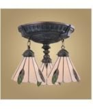 IMAGE OF Landmark Lighting 997-AW-02 3 Light Semi Flush Mount in Aged Walnut with Tiffany Style Glass glass