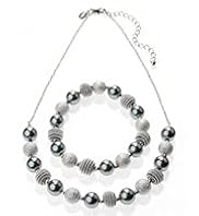 Faux Pearl Sandblast Necklace & Bracelet Set