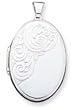 Sterling Silver Scroll Oval Locket with 20 inch Sterling Silver Chain