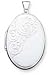 Sterling Silver Scroll Oval Locket with 20 inch Sterling Silver Chain