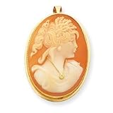 14K 35mm Shell Cameo Diamond Pin Pendant
