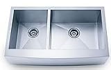 0233APRV 40/60 Apron Front Farm House 16 Gauge Double Bowl 304 Surgical Stainles Steel Sink