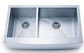 0263APRV 40/60 Apron Front Farm House 16 Gauge Double Bowl 304 Surgical Stainles Steel Sink