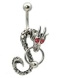 Gothic Dragon w/ slave Ring hoop Red eyes Belly button Navel Ring 14 gauge