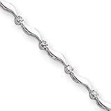 14k White Gold Fancy Diamond Tennis Bracelet - 7 Inch - Box Clasp