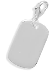 23x15mm Engravable Tag Charm with Lobster Clasp .925 Sterling Silver