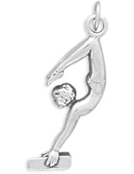 Sterling Silver 1 Inch Girl Gymnastics Charm