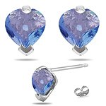 1.70 Cts Tanzanite Heart Stud Earrings in 14K White Gold