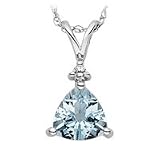 14kt. White Gold, Aquamarine Fashion Pendant with Diamond Accent