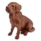 Wood statuette, 'Sitting Golden Retriever Puppy'