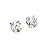 14kt. Yellow Gold, Certified 1 1/2 CT. TW. Diamond Solitaire Earrings