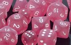 Chessex Dice: Polyhedral 7-Die Frosted Dice Set - Pink w/white (Limited Edition)