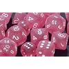 Polyhedral 7-Die Frosted Dice Set - Pink with White