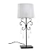 Lampe déco Abat jour satiné BLANC et pampilles