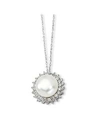 Cheryl M. Sterling Silver CZ & Large White Cultured Pearl 18in Necklace