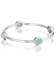 Thistle & Bee Sterling Silver Bamboo Bangle Bracelet With Aquamarine