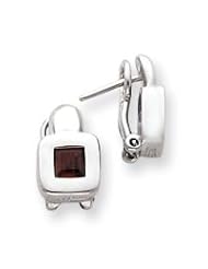 Sterling Silver Garnet Square Earrings QE2866"