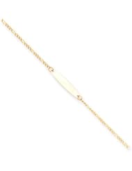 14k Yellow Gold Figaro Chain Baby Kids Oval ID Bracelet