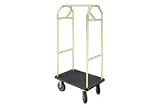 Bellman Hotel Cart 35x24 Satin Brass With Black Carpet And Rubber Wheels