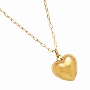 14k Yellow Gold Heart Necklace- 16 IN