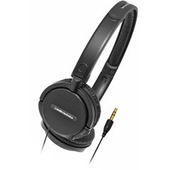 Audio-Technica ATH-WM5 Dynamic Headphones with 1.0 m Retractable Cord, 30 mm Driver Diameter, Color: Black