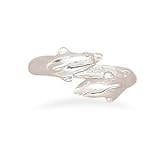 Double Dolphin Sterling Silver Adjustable Ring