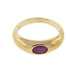 Sterling Silver Gold Plated Genuine Ruby Bezel Set Ring Size#7