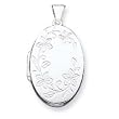 Sterling Silver Floral Oval Locket
