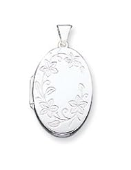 Sterling Silver Floral Oval Locket