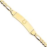 14K Indianapolis Colts Med Polished Logo Id Bracelet w/Figaro Link