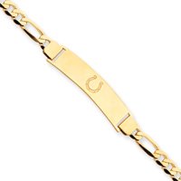 14K Indianapolis Colts Med Polished Logo Id Bracelet w/Figaro Link