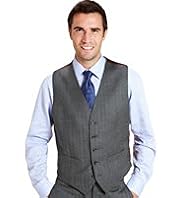 Sartorial Pure Wool 5 Button Herringbone Striped Waistcoat