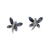 14K White Gold Sapphire and Diamond Butterfly Earrings