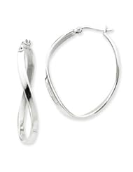 Sterling Silver Oval Hoop Earrings QE3761"