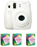 Fujifilm Instax Mini 8 Camera, 62x46mm Picture Size, White - Bundle - with Three TwinPacks of Instax Mini Instant Daylight Film, 20 Exposures (Total 60 Sheets)