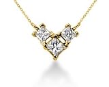 0.27CTW Classic Princess Diamond Three Stone Necklace in 18k Yellow Gold