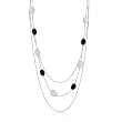Shiny Rhodium Plated Necklace with Black and Special Color Stones