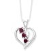 Sterling Silver Heart Cascading Genuine Ruby Necklace - 18 Inch - Spring Ring