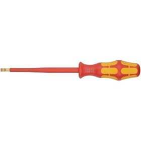 Wera Kraftform Plus 160 i VDE Insulated Slotted 7/32" Professional Lasertip Screwdriver, 5" Shaft Length