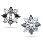 0.98 Ct Black & White Diamond Cluster Earring Jackets in 14K White Gold