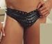 Male Leather Lace Up Thong Black M/L